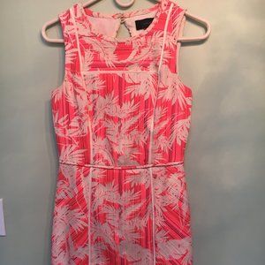 J. Crew Coral Printed Summer Sheath Dress with Back Cutout Size 2